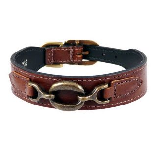 Hartman & Rose Sepia Brown Leather Dog Collar
