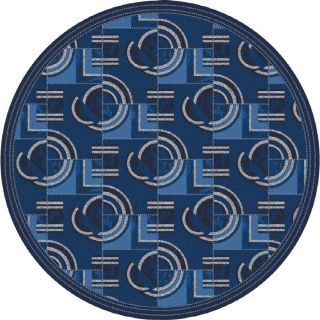 Milliken Modernes 7 ft 7 in x 7 ft 7 in Round Blue Transitional Area Rug