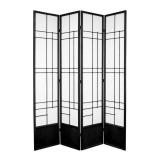 Oriental Furniture Eudes 4 Panel Black Folding Indoor Privacy Screen