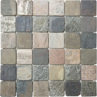 Multi Color Natural Stone Mosaic Square Wall Tile (Common 12 in x 12 in; Actual 11.75 in x 11.75 in)