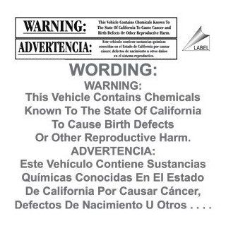 California Prop 65 Vehicle Cancer Bilingual Label CAWB 13940 Strip  Message Boards 