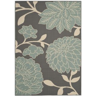 Safavieh Hampton 4 ft x 6 ft Rectangular Gray Floral Indoor/Outdoor Area Rug