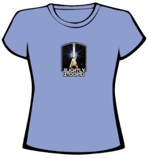 Slightly Stoopid   Girls T Shirt   Star Wars Parody   Hands Holding Water Pipe with Logo Below on Blue Shirt, Size Medium Clothing