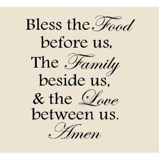 Vinyl Lettering Design Creations Wall Decal Bless the food before us, the family beside us and the love between us 18"h x 15"w  Vinyl Wall Decal  Wall Words color White   Wall Decor Stickers