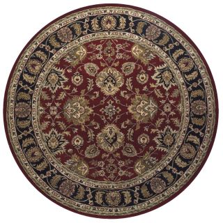 Wakefield 8 ft x 8 ft Round Red Border Wool Area Rug