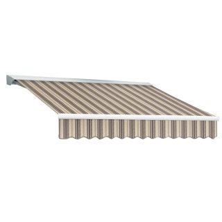 Awntech 12 ft Wide x 10 ft Projection Taupe Multi Striped Slope Patio Retractable Manual Awning