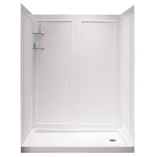 DreamLine Shower Base and Back Walls 76.75 in H x 60 in W x 36 in L White Acrylic Wall 5 Piece Alcove Shower Kit
