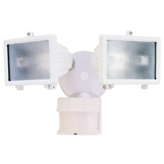 Secure Home 240 Degree 2 Head Dual Detection Zone White Halogen Motion Activated Flood Light with Timer
