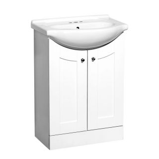 Style Selections Euro Style 24 in x 17 in White Belly Bowl Single Sink Bathroom Vanity with Vitreous China Top