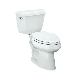 KOHLER Highline Classic White 1.28 GPF (4.85 LPF) 12 in Rough In WaterSense Elongated 2 Piece Comfort Height Toilet
