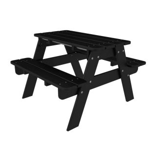 POLYWOOD 33 in Black Plastic Rectangle Picnic Table