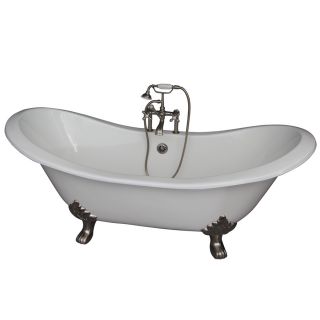 Barclay 71 in L x 30.5 in W x 40 in H Brushed Nickel Cast Iron Oval Clawfoot Bathtub with Center Drain