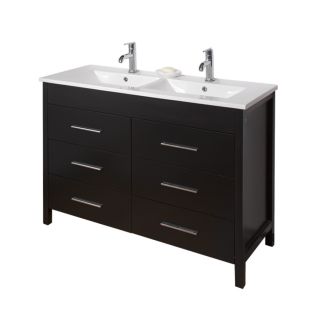 VIGO Maxine 47.625 in x 18.25 in Espresso Integral Double Sink Bathroom Vanity with Vitreous China Top