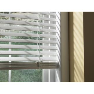 Custom Size Now by Levolor 64 in L White Faux Wood 2 in Slat Room Darkening Cordless Plantation Blinds