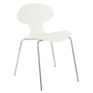 Eurostyle Set of 4 White/Chrome Stackable Side Chairs
