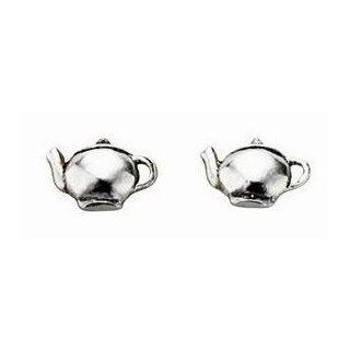 Silver Tea Pot Stud Earrings Approx 6mm Long Comes Boxed Jewelry