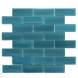 Solistone 10 Pack 12 in x 12 in Mardi Gras Blue Glass Mosaic Subway Wall Tile