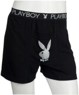 Playboy Men's Fun Fly Knit Boxer, Black/Silver, Small Clothing