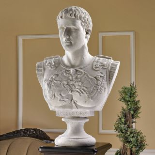 Design Toscano 33 in H Caesar Augustus of Prima Porta Grand Scale Sculptural Bust Garden Statue