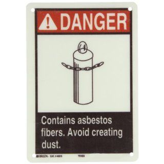 Brady 45015 Premium Fiberglass ANSI Z535 Safety Sign, 10" X 7", Legend "Contains Asbestos Fibers Avoid Creating Dust (with Picto)" Industrial Warning Signs