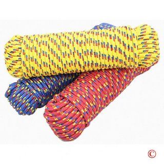 3/8" x 100' Diamond Braided Polypropylene Rope, Multi Color (Various Red, Yellow, Green, or Blue) High Visibility, Lightweight, Floats, Mold Resistant    