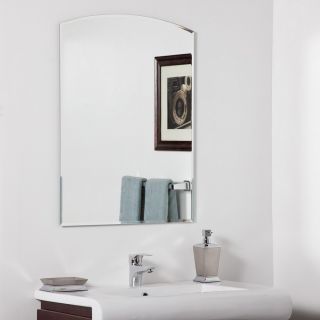 Decor Wonderland Framed Bathroom Mirrors Katherine 31.5 in H x 23.6 in W Arch Frameless Bathroom Mirror with Hardware and Beveled Edges