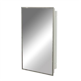 Project Source 16 1/8 in x 26 1/8 in Stainless Steel Plastic Surface Mount and Recessed Medicine Cabinet