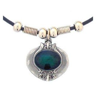 Emerald Color Stone Earth Spirit Silver Tone Necklace Pendant Women's Men's Jewelry Jewelry
