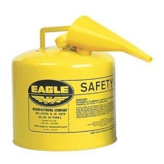 Eagle UI 50 FSY Yellow Galvanized Steel Type I Diesel Safety Can with Funnel, 5 gallon Capacity, 13.5" Height, 12.5" Diameter  Lawn And Garden Tool Gas Cans  Patio, Lawn & Garden