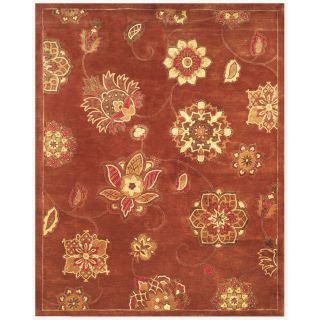 Madison 8 ft x 11 ft Rectangular Red Floral Wool Area Rug