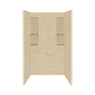 Style Selections 48 in W x 34 in D x 80 in H Almond Sky Solid Surface Shower Wall Surround Side and Back Panels