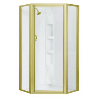 Sterling 72 in H Polished Brass Neo Angle Shower Door