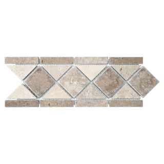 Noce and Chiaro Travertine Natural Stone Mosaic Listello Tile (Common 4 in x 12 in; Actual 4.12 in x 11.25 in)