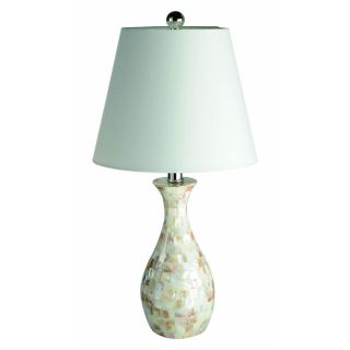 Elegant Designs 22.05 in Mosaic Shell Base Indoor Table Lamp with Fabric Shade