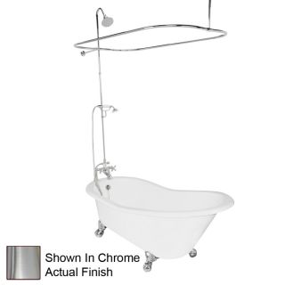American Bath Factory Wintess 61.5 in L x 31 in W x 31 in H White Cast Iron Round Clawfoot Bathtub with Reversible Drain