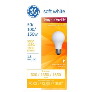 GE 150 Watt A21 Medium Base Soft White 3 Way Incandescent Light Bulb