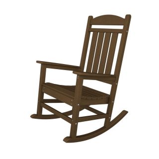 POLYWOOD Teak Recycled Plastic Slat Seat Outdoor Rocking Chair