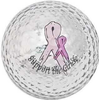 SILVER Titanium METALLIC GOLF BALL with PINK RIBBON Support the Cause  BLING BALLS by Navika  Standard Golf Balls  Sports & Outdoors