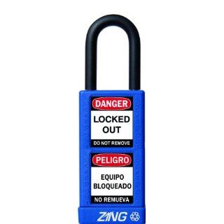 Zing RecycLock Lockout/Tagout Padlock, Keyed Different, 3" Body Length, 1 1/2" Shackle Clearance, Blue (Pack of 1) Industrial Lockout Tagout Keyed Padlocks