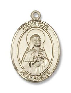 Gold Filled St. Rita Sports Athelete Baseball Medal Pendant Charm with 24" Gold Chain in Gift Box. Patron Saint of Baseball Players, Abuse Victims, Against Loneliness, Against Sterility, Bodily Iills, Desperate Causes, Difficult Marriages, Forgotten C