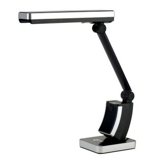 OttLite 19 3/4 in Adjustable Black Desk Lamp with Plastic Shade