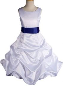 AMJ Dresses Inc Girls White/royal Blue Flower Girl Wedding Dress Sizes 2 to 12 Clothing