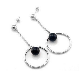 Italy Fashion Silver Earrings 100% Pure 925 Sterling Silver Earrings w/The Highest Quality Brazil Agate, 2.4cm x 5.5cm Weight 5.3g, Super Saving, Free Jewelry Box, 