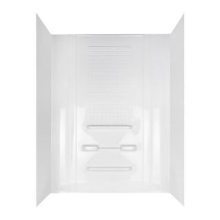 Aqua Glass Enhance 63 in W x 31 1/2 in D x 78 in H High Gloss White Polystyrene Bathtub Wall Surround