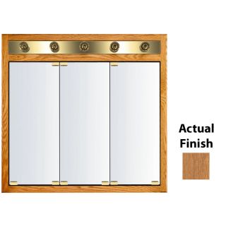 KraftMaid Traditional 35 3/4 in x 33 3/4 in Fawn Lighted Oak Surface Mount and Recessed Medicine Cabinet