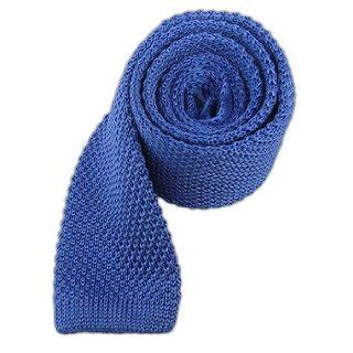 100% Silk Knitted Light Cornflower Skinny Tie at  Mens Clothing store Neckties
