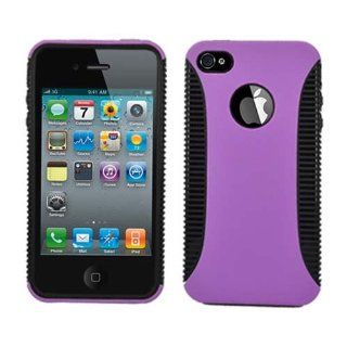 Soft Skin Case Fits Apple iPhone 4 4S Black Silicone Inner Purple Rubberized Plastic Outer Hybrid Case Verizon (does NOT fit Apple iPhone or iPhone 3G/3GS or iPhone 5/5S/5C) Cell Phones & Accessories