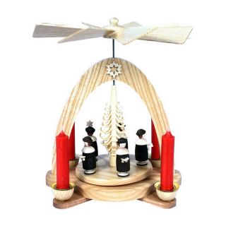 Alexander Taron Wood Carolers and Tree Pyramid Candle Holder Ornament