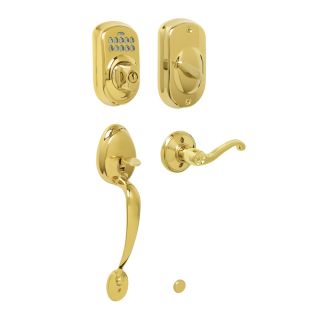 Schlage Bright Brass Residential Single Cylinder Electronic Door Handleset