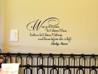 Newsee Decals A wise girl kisses but doesn't love, listens but doesn't believe, and leaves before she is left  Marilyn Monroe Vinyl wall art Inspirational quotes and saying home decor decal sticker steamss   Mirror Leaf Wall Decor